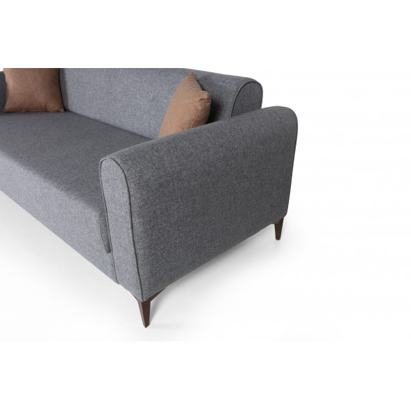 Perla Sofa Ferranti Yataklı Sandıklı Üçlü Kanepe Açık Gri - 6