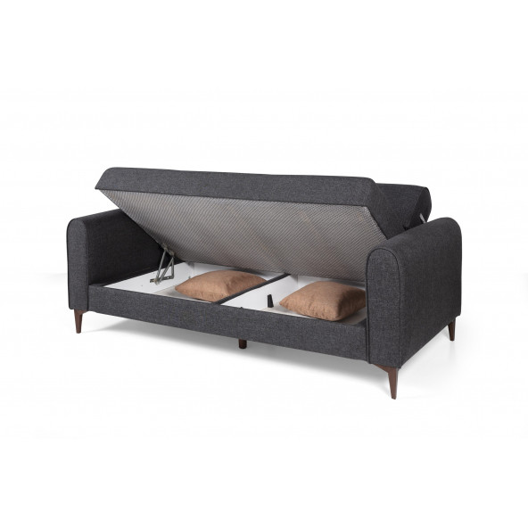 Perla Sofa Ferranti Yataklı Sandıklı Üçlü Kanepe Antrasit - 2