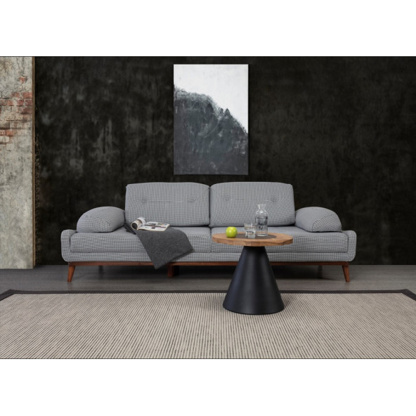 Perla Sofa Nelson Üçlü Koltuk Keten Gri Kazayağı