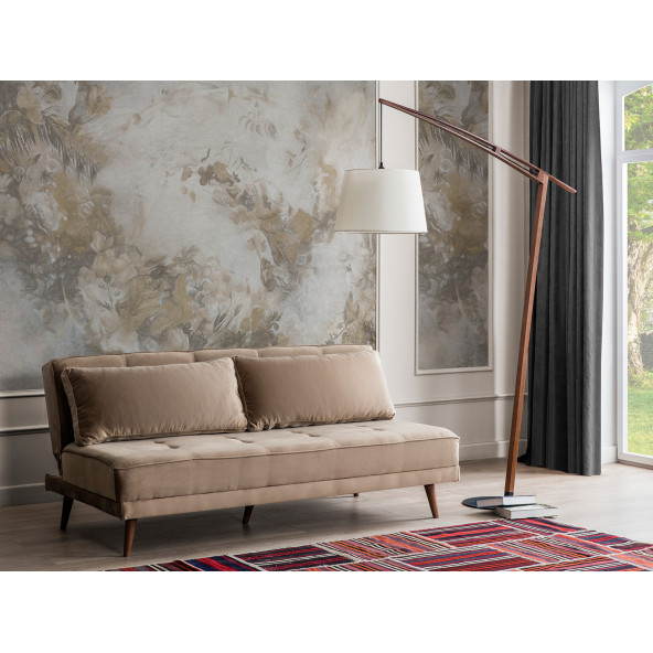 Perla Sofa Retro Kolsuz Yataklı Kanepe Vizon