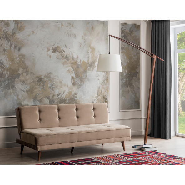 Perla Sofa Retro Kolsuz Yataklı Kanepe Vizon - 3