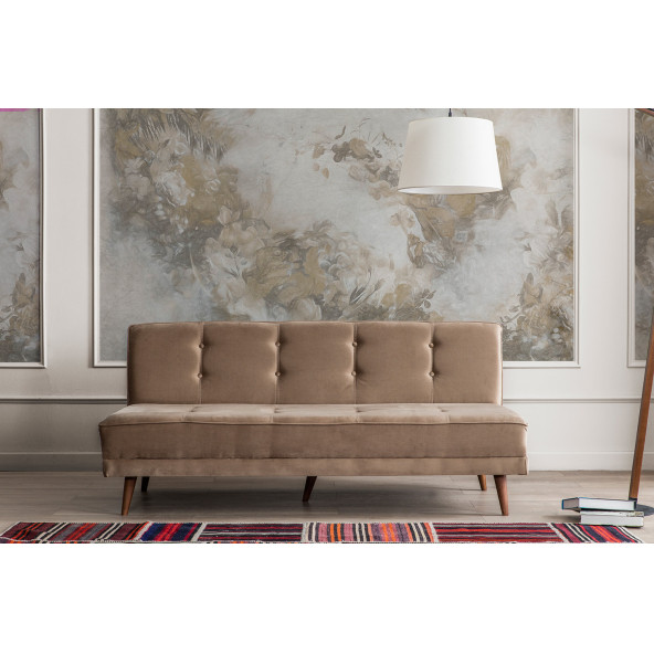 Perla Sofa Retro Kolsuz Yataklı Kanepe Vizon - 4