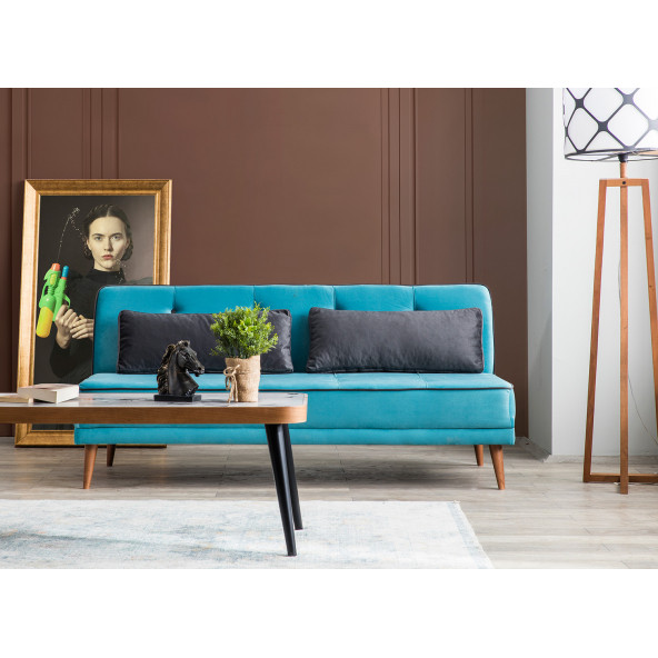 Perla Sofa Retro Kolsuz Yataklı Kanepe Turkuaz - 2