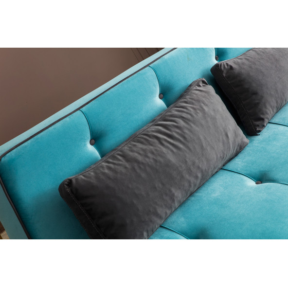 Perla Sofa Retro Kolsuz Yataklı Kanepe Turkuaz - 4