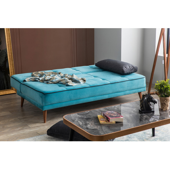 Perla Sofa Retro Kolsuz Yataklı Kanepe Turkuaz - 5