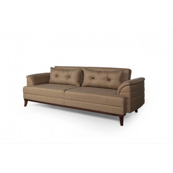 Perla Sofa Petra Üçlü Yataklı Kanepe Hardal Kazayağı - Resim 3