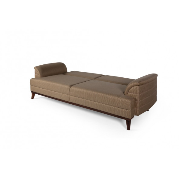 Perla Sofa Petra Üçlü Yataklı Kanepe Hardal Kazayağı - Resim 5