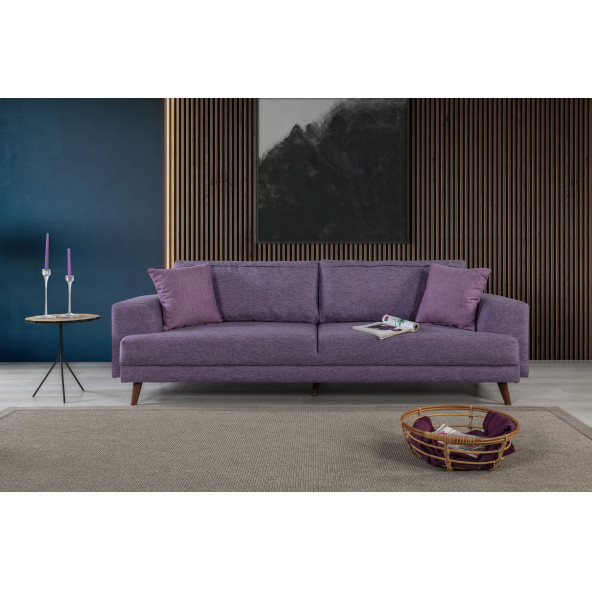 Perla Sofa Nobis Yataklı Kanepe Keten Mor