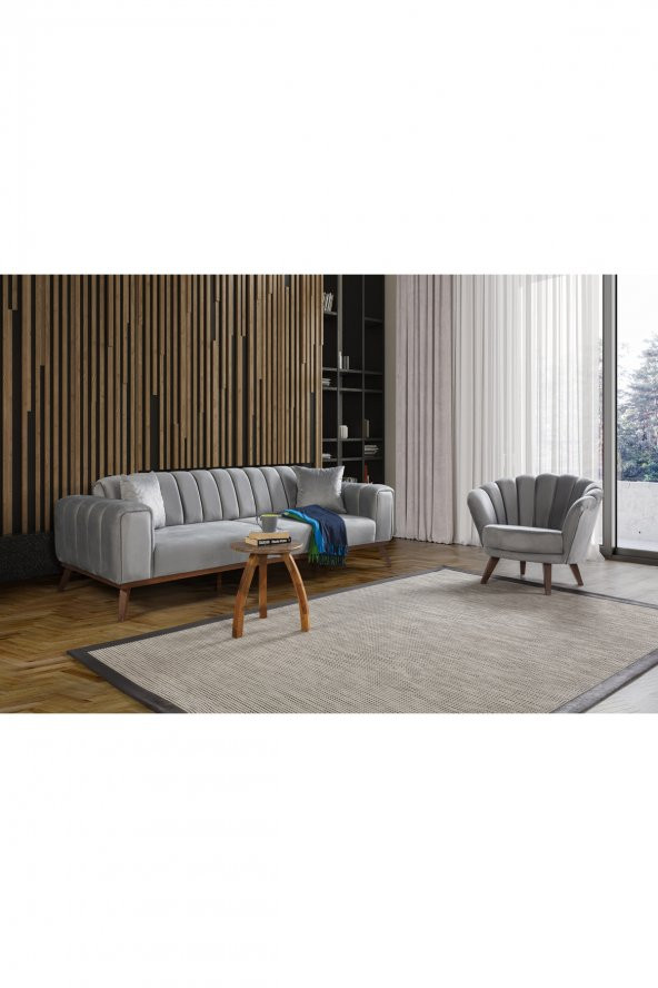 Perla Sofa Velar Yataklı Koltuk Takımı Babyface Açık Gri