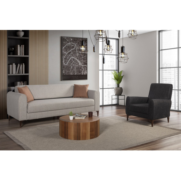 Perla Sofa Ferranti Yataklı Sandıklı Koltuk Takımı Krem