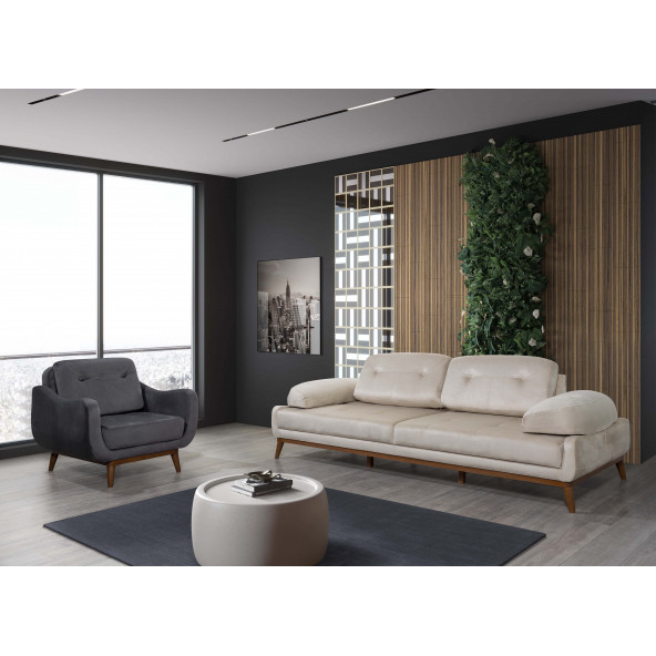 Perla Sofa Nelson Yataklı Koltuk Takımı Babyface Krem