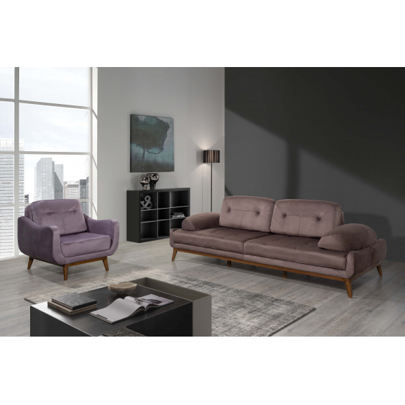 Perla Sofa Nelson Yataklı Koltuk Takımı Babyface Kahve