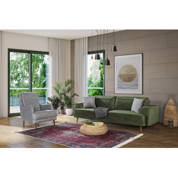 Perla Sofa Nobis Yataklı Koltuk Takımı Babyface Yeşil