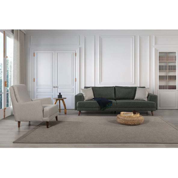 Perla Sofa Nobis Yataklı Koltuk Takımı Keten Yeşil