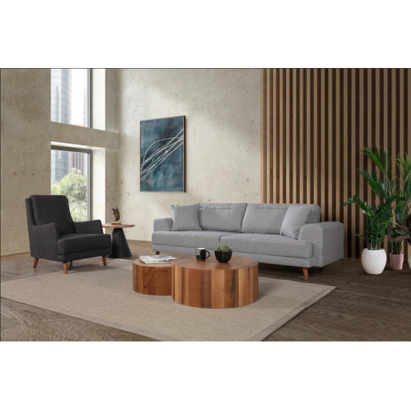 Perla Sofa Nobis Yataklı Koltuk Takımı Keten Gri Kazayağı