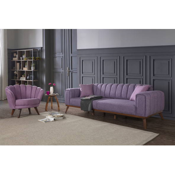 Perla Sofa Velar Koltuk Takımı Keten Mor