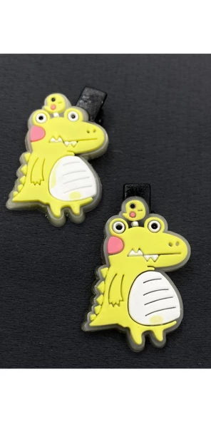 Sarı Renk Dinozorlu Maşa Çocuk Saç Tokası 4cm