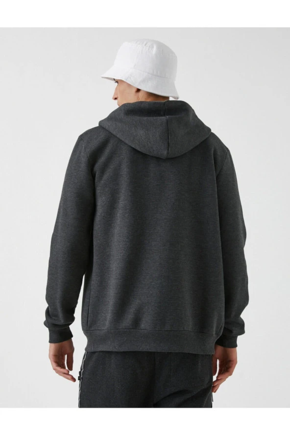 Fermuarlı Sweatshirt Kapşonlu - Resim 4