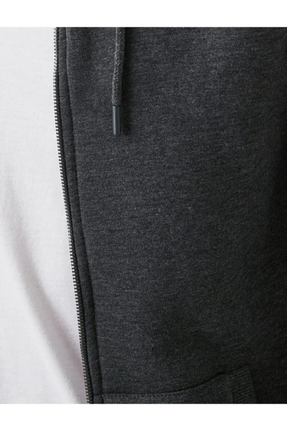 Fermuarlı Sweatshirt Kapşonlu - Resim 6