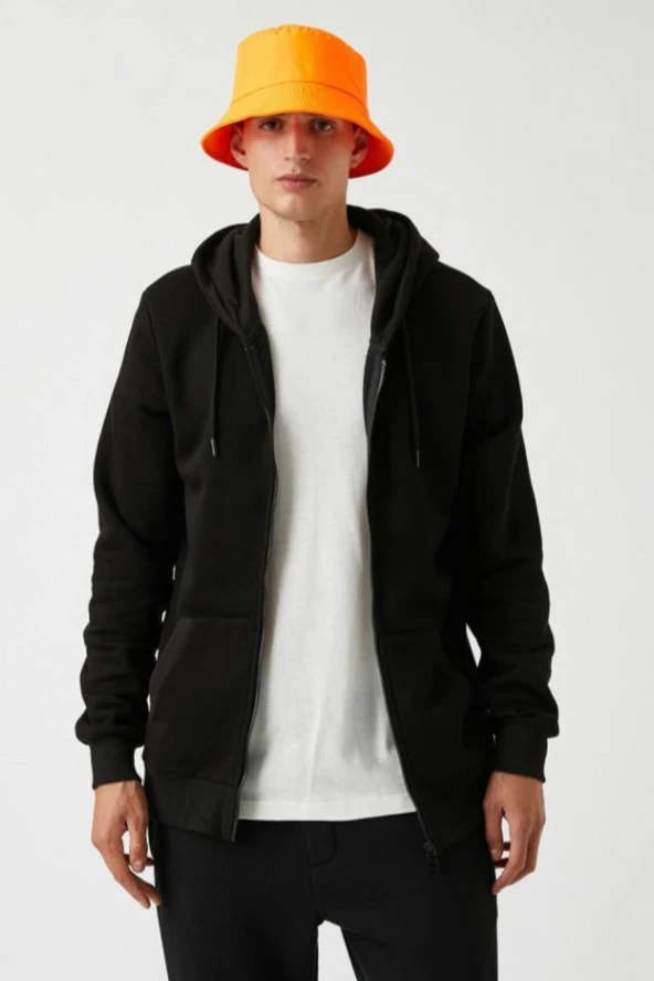 Fermuarlı Sweatshirt Kapşonlu - Resim 7