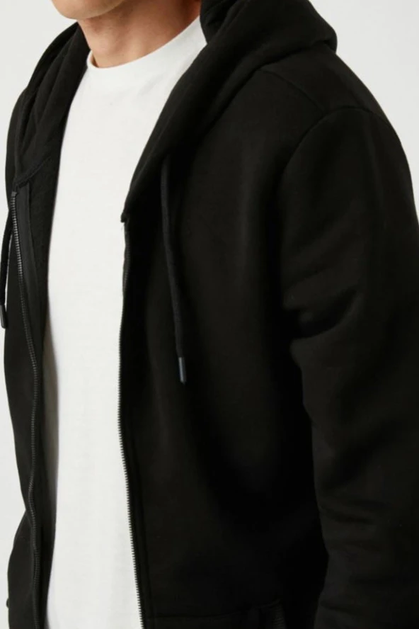 Fermuarlı Sweatshirt Kapşonlu - Resim 9