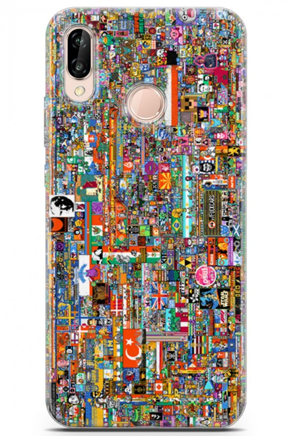 Huawei P20 Lite  Uyumlu Kılıf R/place 07 Arka Koruma Kılıfı Tablo Kap