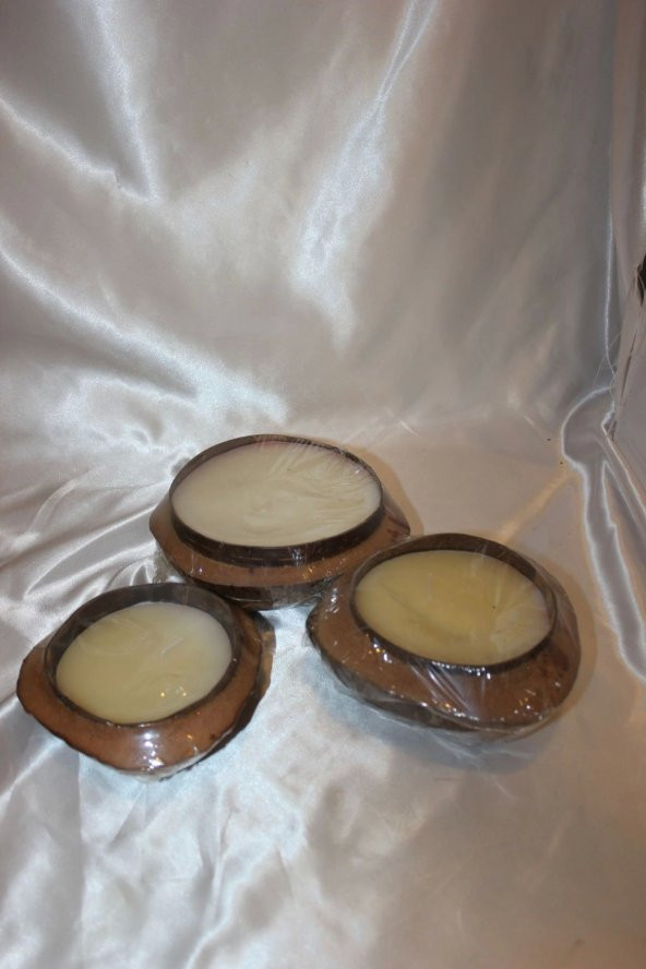 Hindistan Cevizi Saksı Mum 3 lü set - 3