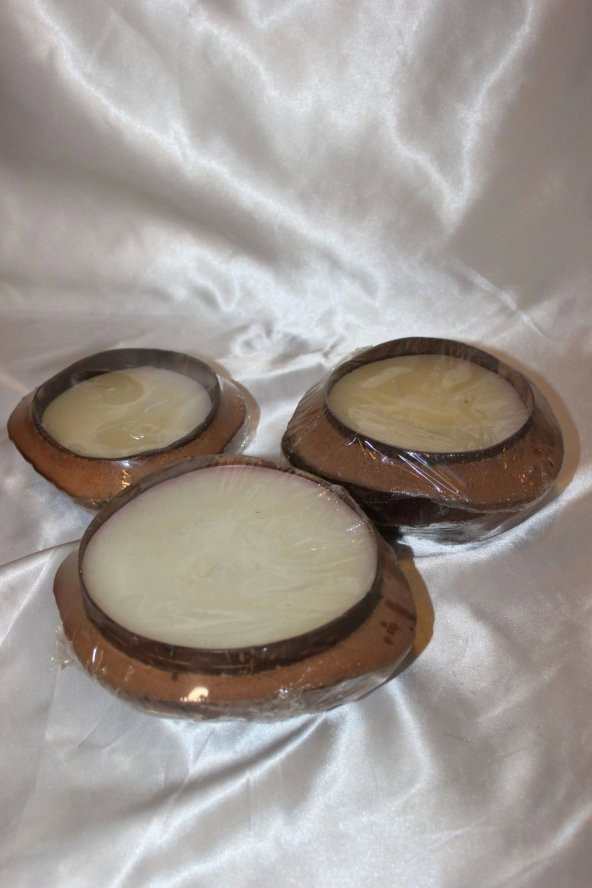 Hindistan Cevizi Saksı Mum 3 lü set - 5