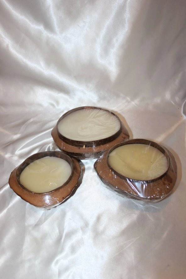 Hindistan Cevizi Saksı Mum 3 lü set - 7