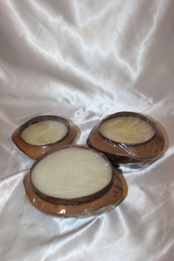 Hindistan Cevizi Saksı Mum 3 lü set - 9