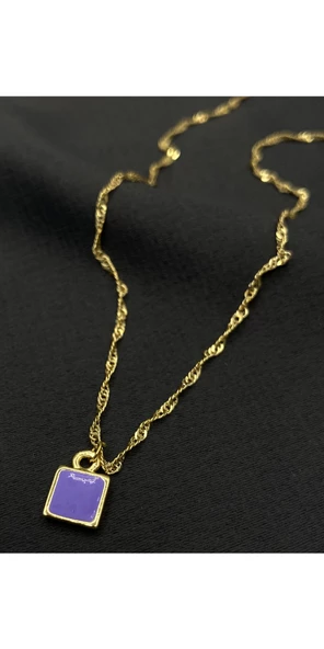 Gold Renk Renkli Figürlü Zirkon Kolye - 1