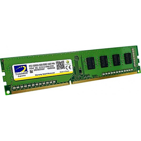 TwinMOS 12800U 8 GB DDR3 1600 MHz 1.5v 9dcqc04e Masaüstü Ram