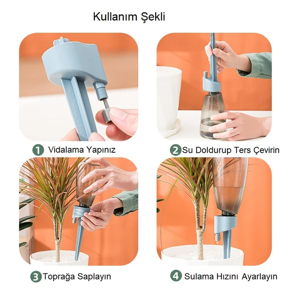 TriLine Otomatik Ayarlı 3 Adet Sulama Saksı Çiçek Su Damlatıcı Zamanlama Sulama Kabı - 5