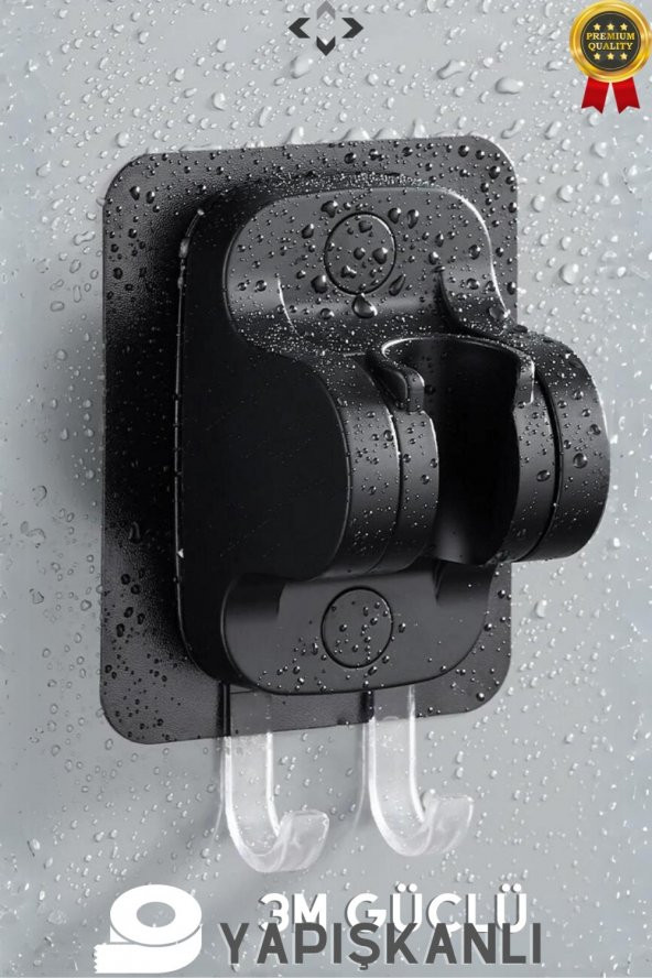 Black Shower Set Basınçlı Filtreli 3 Kademeli Turbo Duş Başlığı 150 cm Duş Hortumu Kendinde - 6