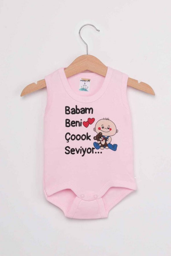 Babam Beni Çok Seviyor Bebek Zıbın | Pembe  Pembe 6-9 Ay