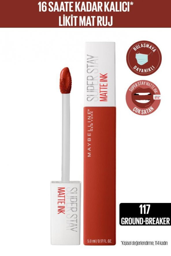 Maybelline Newyork Lıp Gloss Ruj &amp Superstay Matte Ink City Mat No: 117 Ground Breaker