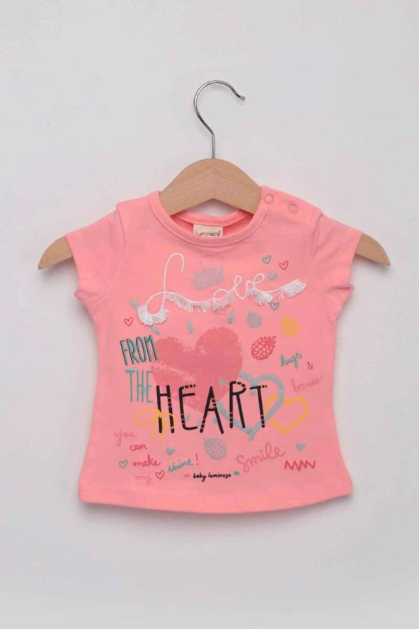 Heart Kız Bebek Taytlı Takım | Pembe  Pembe 12 Ay