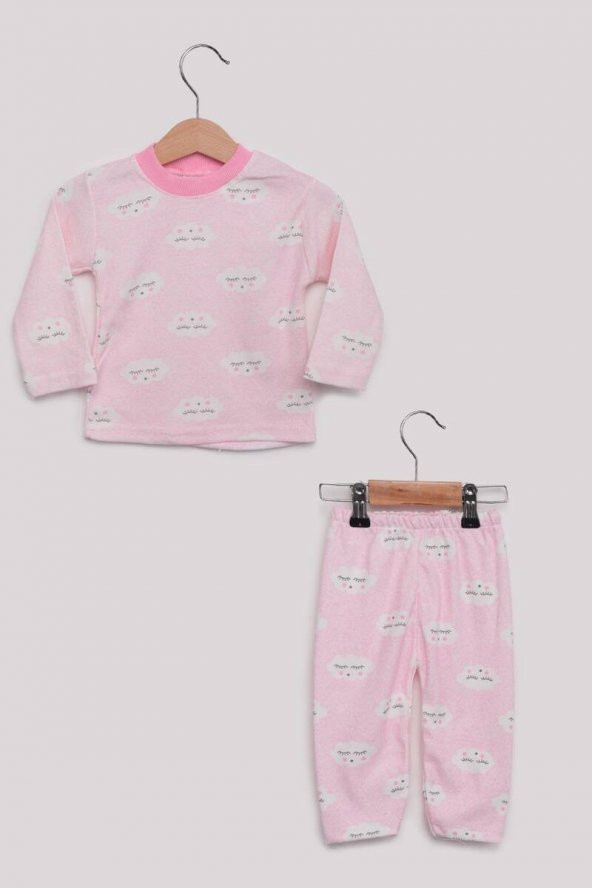 Bulut Desenli Bebek Pijama Takımı | Pembe  Pembe 8 Yaş