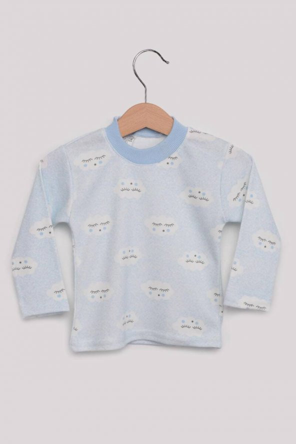 Bulut Desenli Bebek Pijama Takımı | Mavi  Mavi 7 Yaş