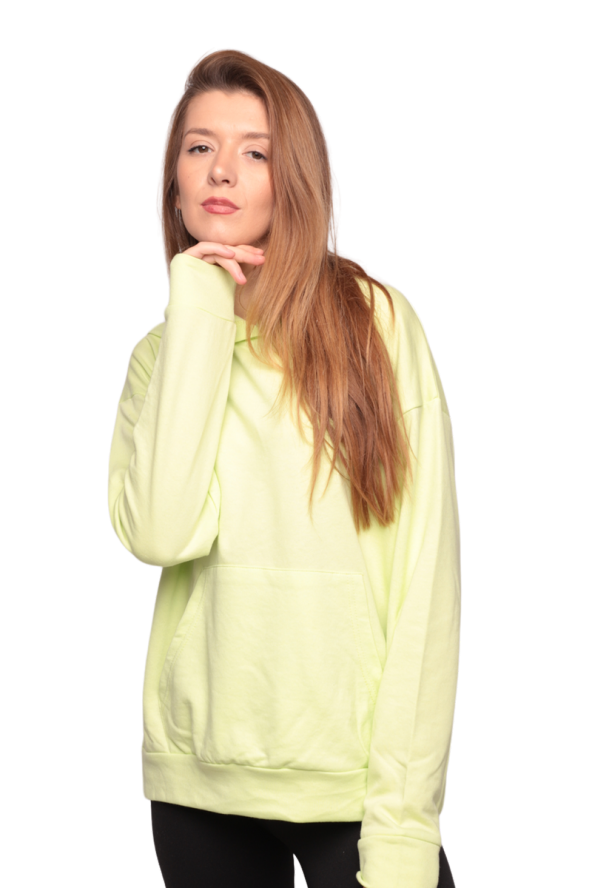 Kapşonlu Kadın Sweatshirt 0161 | Yeşil  Yeşil M