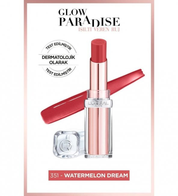 Loreal Paris Lıp Stıck Ruj &amp Glow Paradise Balm Işıltı Veren No: 351 Watermelon Dream
