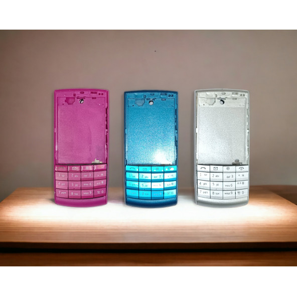 Nokia X3-02 Kasa Kapak Tuş Takımı X3-02 Uyumlu Pembe Renk Orta Kasa Ön Kapak Arka Kapak Tuş Takımı - 3