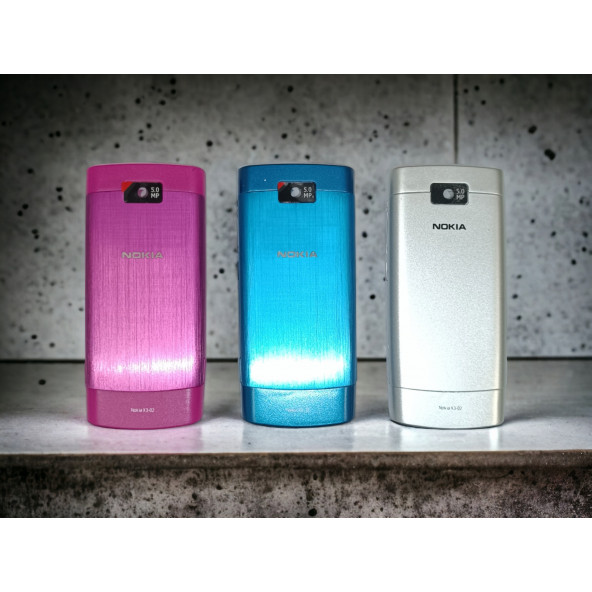 Nokia X3-02 Kasa Kapak Tuş Takımı X3-02 Uyumlu Pembe Renk Orta Kasa Ön Kapak Arka Kapak Tuş Takımı - 4