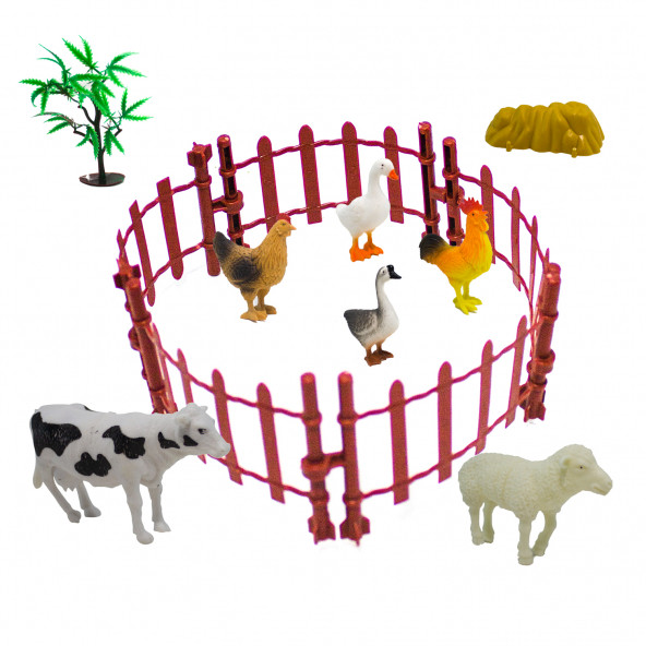 Oyuncak Çiftlik Hayvanları Kümes hayvanları Çitli Set 13 Parça - 2