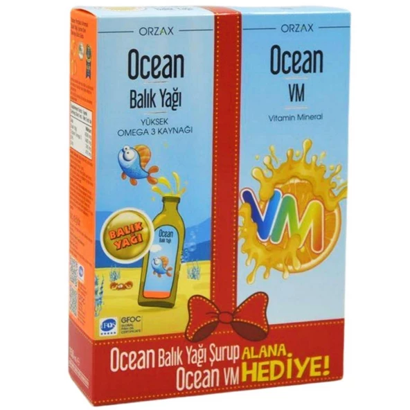 Ocean Portakallı Balık Yağı Şurubu 150 ml + Ocean Vm Şurup 150 ml Hediye - 1