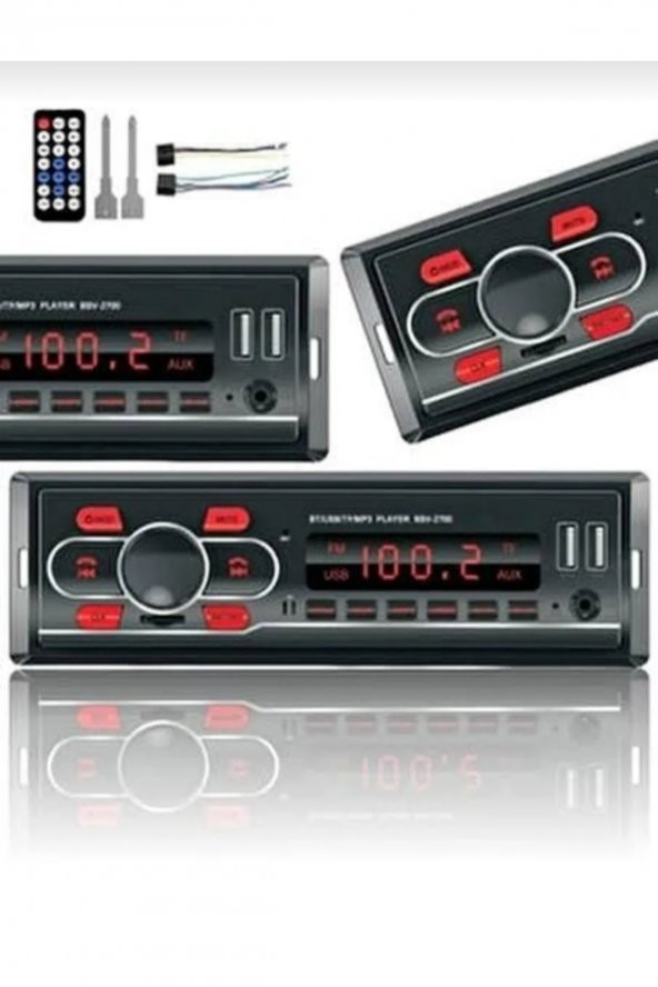 Bsv-2700 Çift Usb Bluetoothlu Oto Teyp Mp3 Çalar 4x50 Watt Ses Çıkışlı