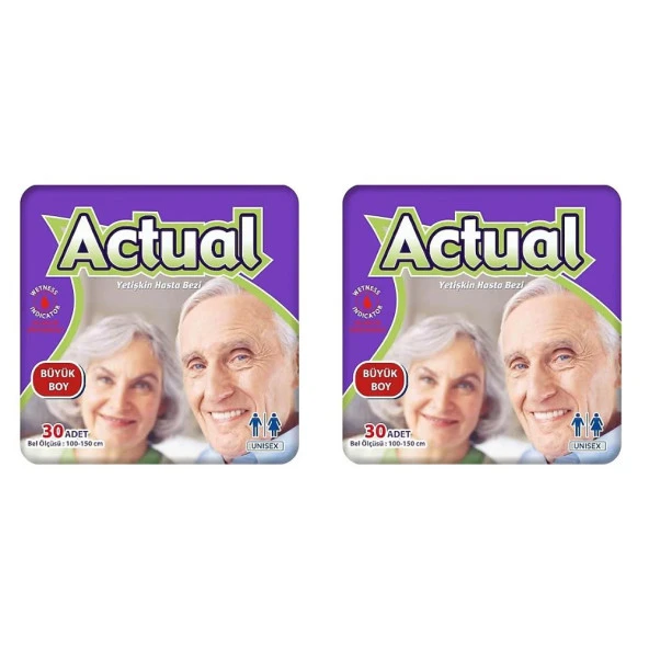 Actual Büyük Boy (L) Hasta Bezi 30'lu 2 Paket - 1