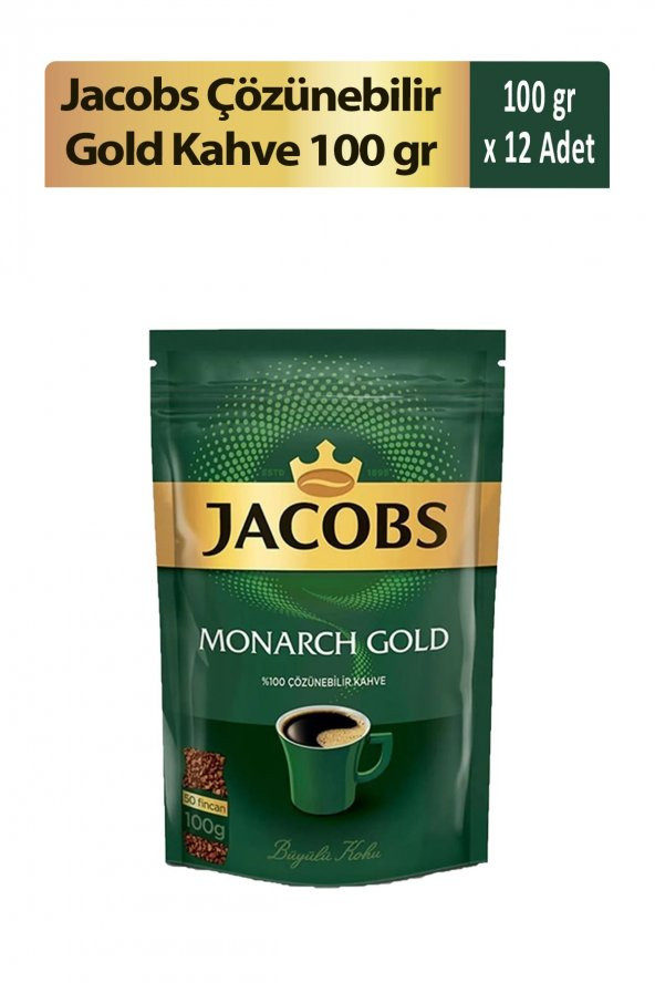 Jacobs Monarch Gold Çözünebilir Kahve 100 gr x 12 Adet