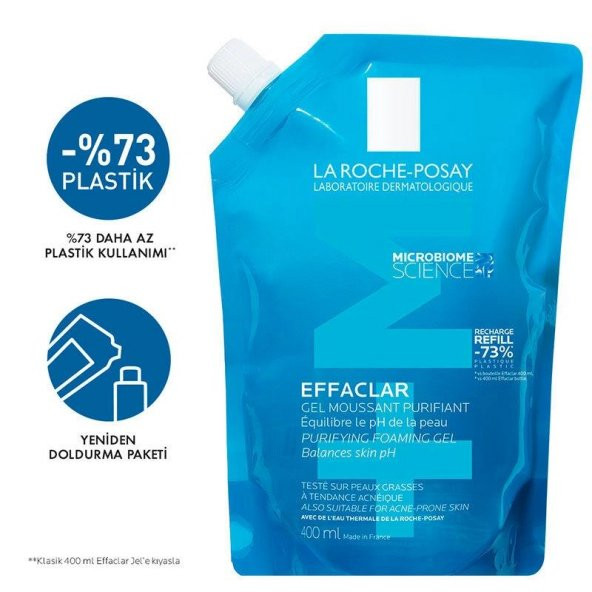 La Roche Posay Effaclar Yedek Yağlı Ciltler için Temizleme Jeli 400ml Refill - 2