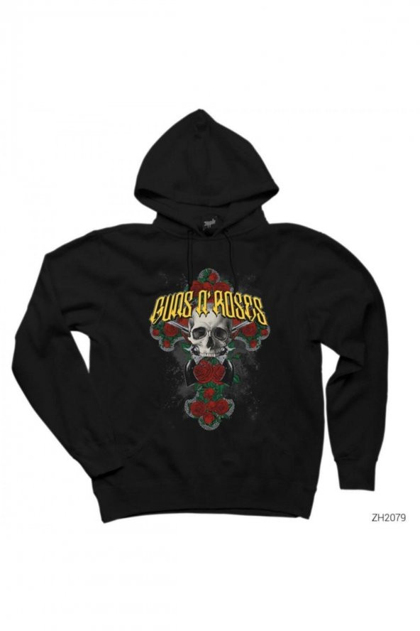 Guns N Roses Skull Siyah Kapşonlu Sweatshirt / Hoodie